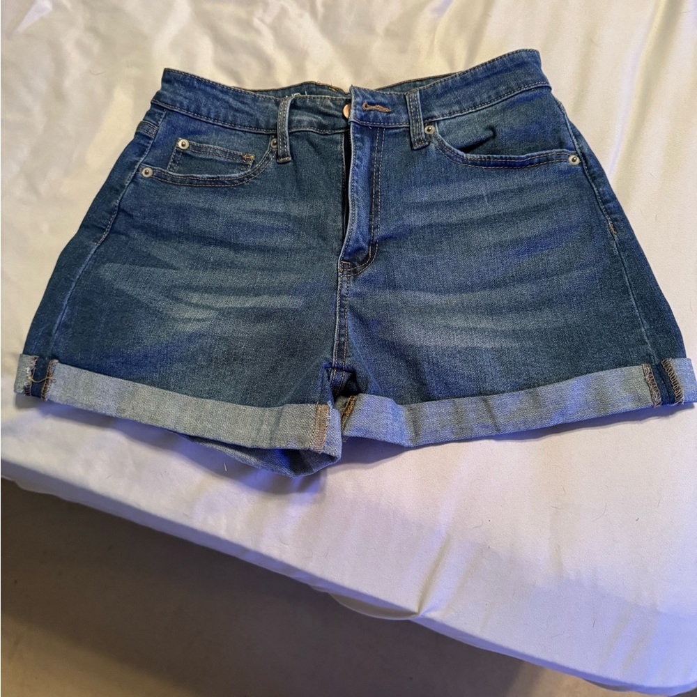 No Boundaries Blue Jean Shorts with Cuffed Hems